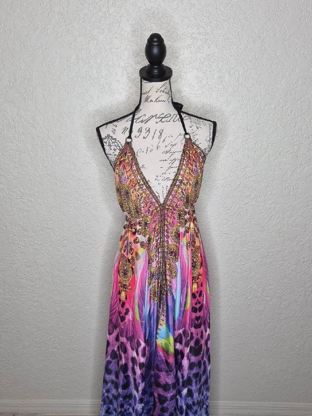 Sita Multicolored Embellished Handkerchief Hem Dress